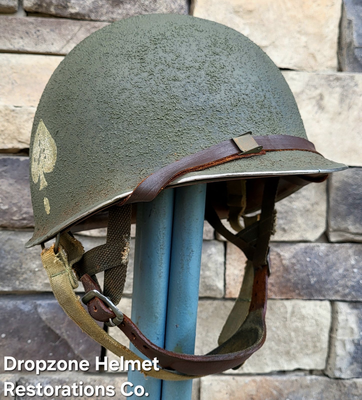 WWII M2 101st Airborne Helmet 506th PIR NCO D-bale Front Seam