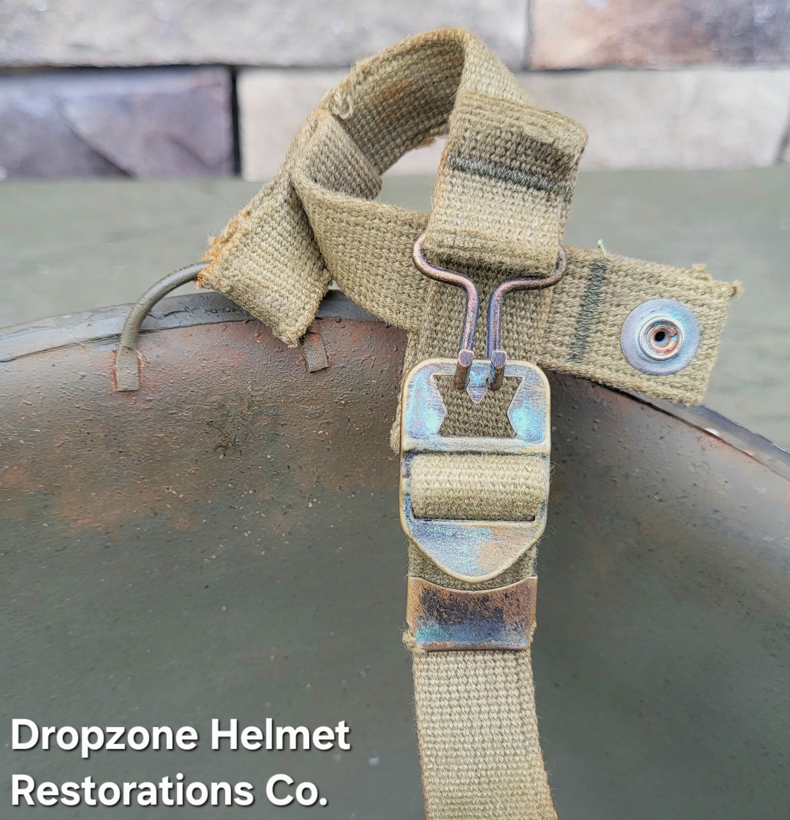 WWII M2 101st Airborne Helmet 506th PIR NCO D-bale Front Seam