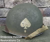Image 4 of WWII M2 101st Airborne Helmet 506th PIR NCO D-bale Front Seam & Westinghouse Paratrooper liner.