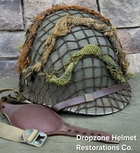 Image 11 of WWII M2 101st Airborne Helmet 506th PIR NCO D-bale Front Seam & Westinghouse Paratrooper liner.