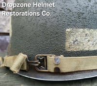 Image 10 of WWII M2 101st Airborne Helmet 506th PIR NCO D-bale Front Seam & Westinghouse Paratrooper liner.