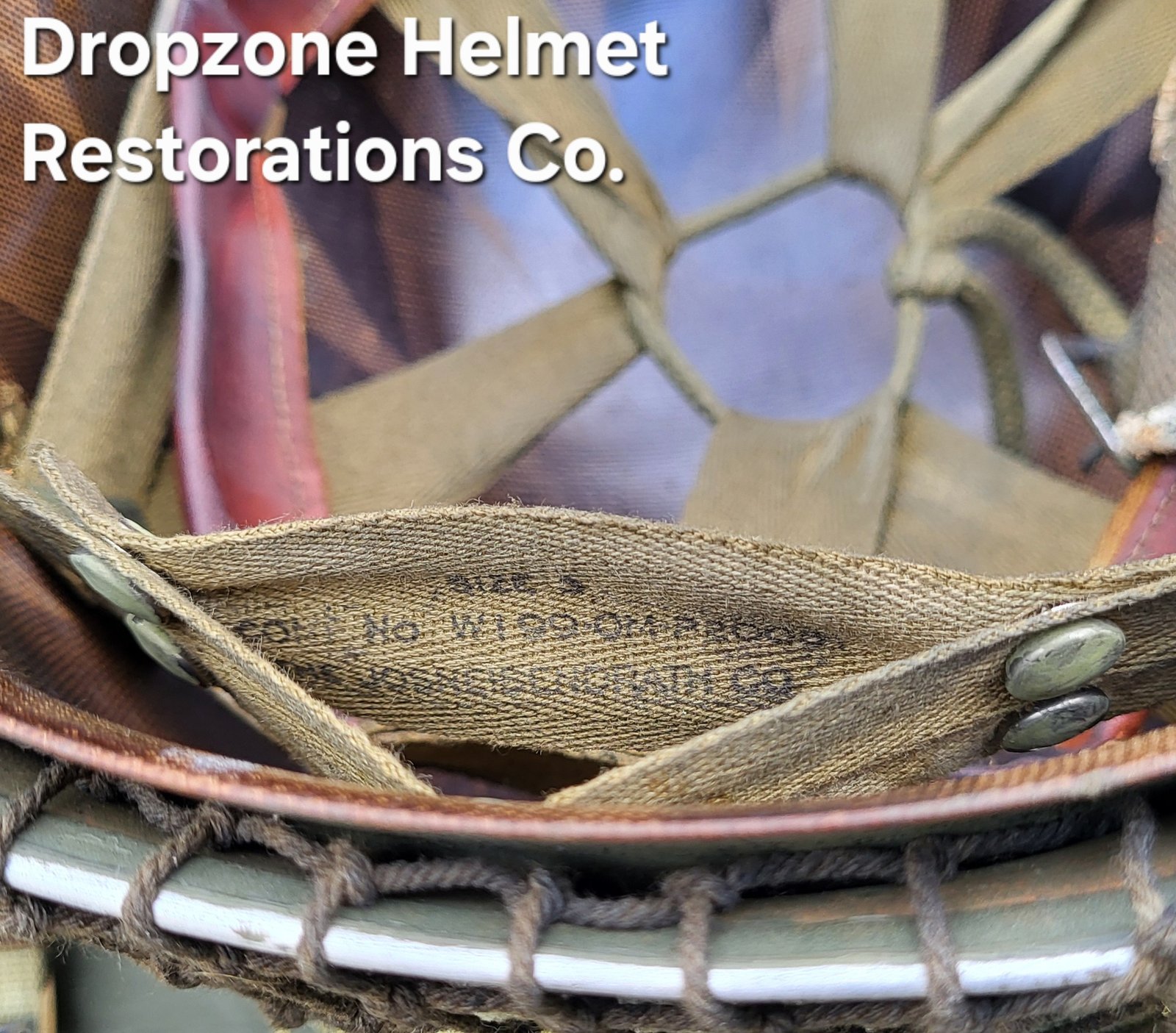 WWII M2 101st Airborne Helmet 506th PIR NCO D-bale Front Seam