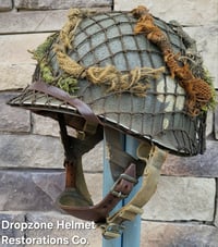 Image 7 of WWII M2 101st Airborne Helmet 506th PIR NCO D-bale Front Seam & Westinghouse Paratrooper liner.