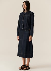 Image 1 of pol carson skirt dark wash denim