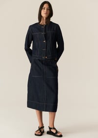Image 4 of pol carson skirt dark wash denim