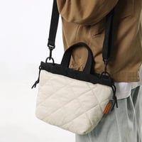 Image 2 of Unisex Nylon Plaid Solid Color Basic Sewing Thread Bucket String Zipper Fashion Shoulder Bag