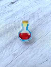 Image 3 of Pixel Gaming 8-Bit Potions • Acrylic Pins 1” • Pixel Art • Mining Game