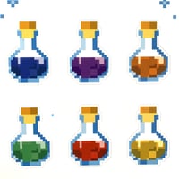Image 2 of Pixel Gaming 8-Bit Potions Sticker Sheet • Vinyl Sticker Set • Pixel Art • Mining Game