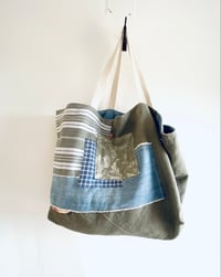 Image 1 of large kaki tote bag