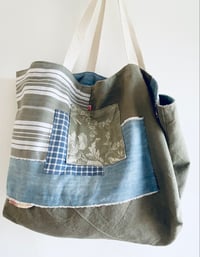 Image 2 of large kaki tote bag
