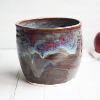 Image 7 of Utensil Holder in Deep Amber Brown  and Blue Glazes, Handmade Kitchen Crock, Made in USA