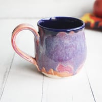 Image 1 of Beautifully Glazed Purple and Pink and Dark Blue Pottery Mug, Made in USA