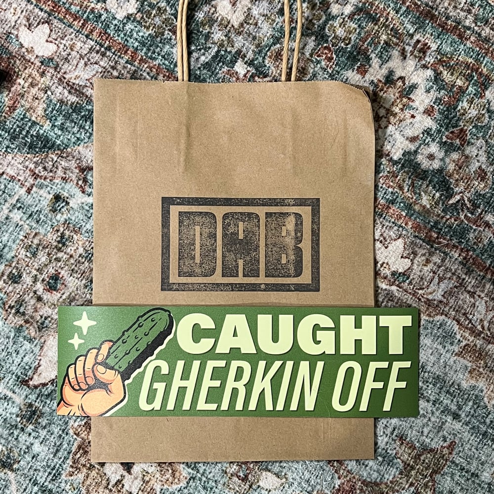 Image of Caught Gherkin Off Sticker Or Magnet