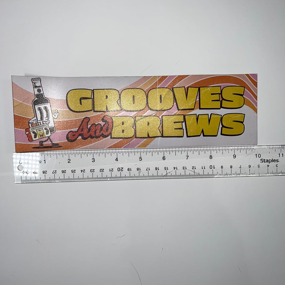 Image of Grooves And Brews Sticker Or Magnet