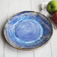 Image 4 of Handcrafted Rustic Swirling Blue Dinner Plates, Set of Six Pottery Dinnerware Made in USA