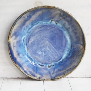Image of Handcrafted Rustic Swirling Blue Dinner Plates, Set of Six Pottery Dinnerware Made in USA