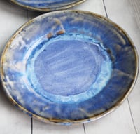 Image 11 of Handcrafted Rustic Swirling Blue Dinner Plates, Set of Six Pottery Dinnerware Made in USA