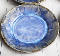 Image 12 of Handcrafted Rustic Swirling Blue Dinner Plates, Set of Six Pottery Dinnerware Made in USA