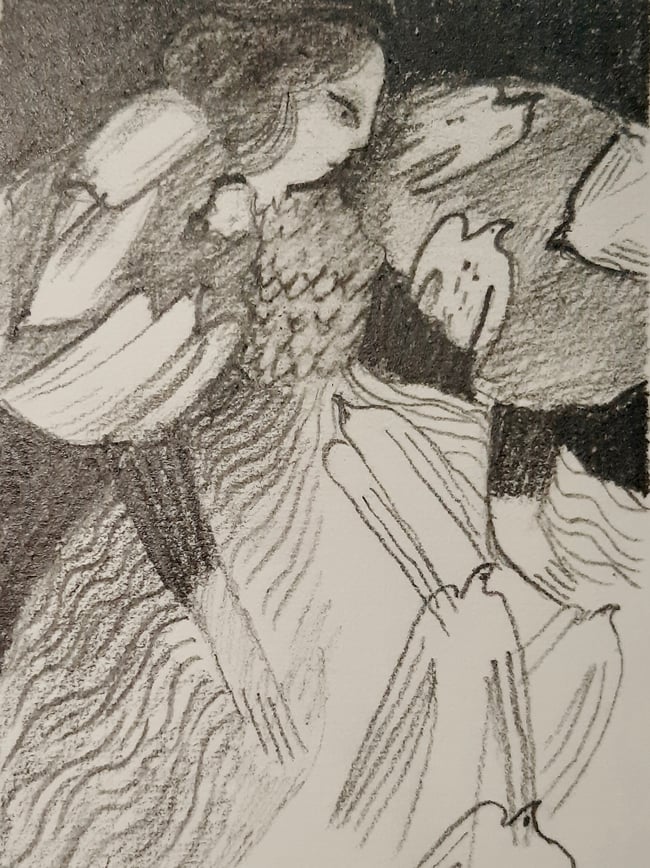 SALE This bird has flown~ original drawing