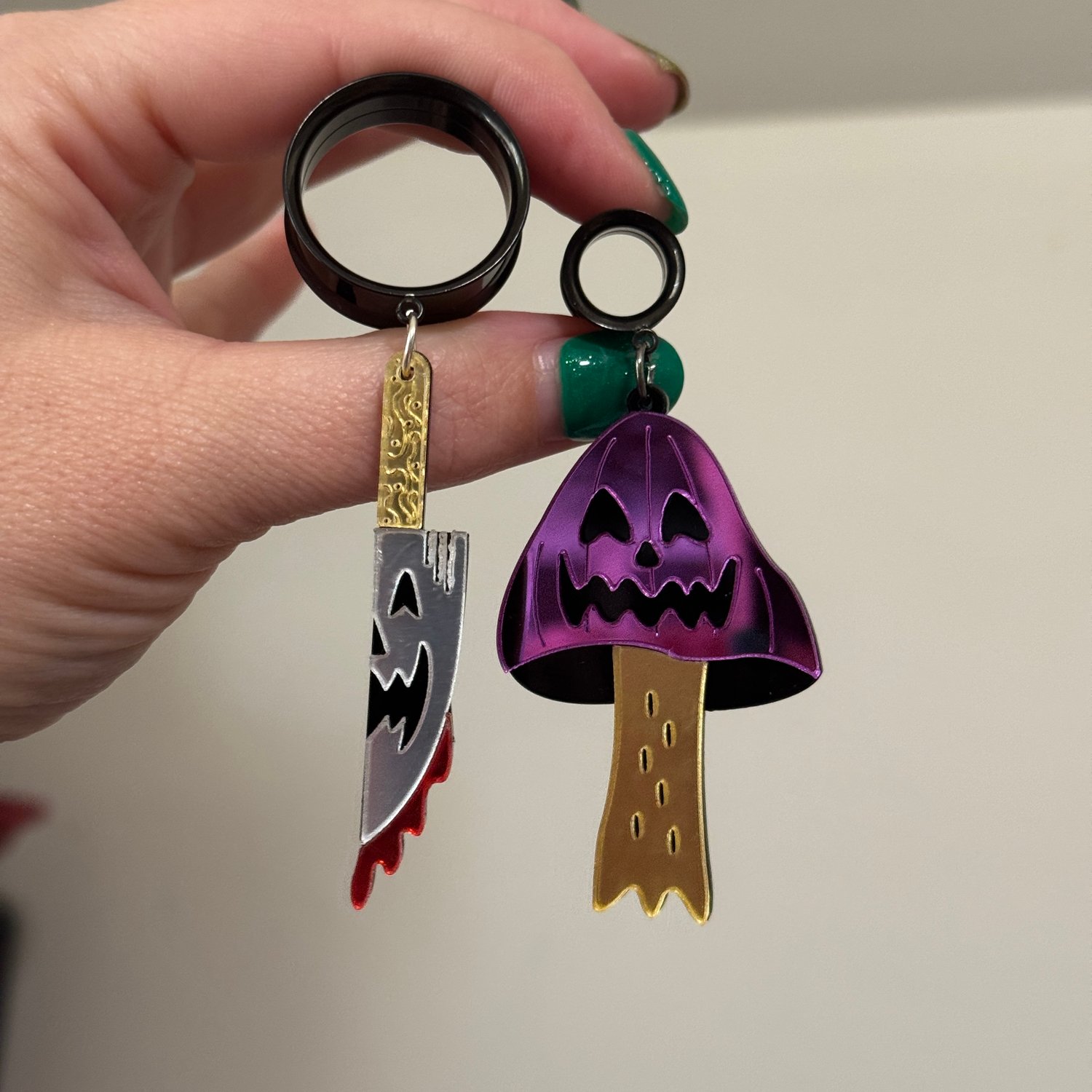 Image of Funky Jackolantern Dangles (sizes 4g-2")