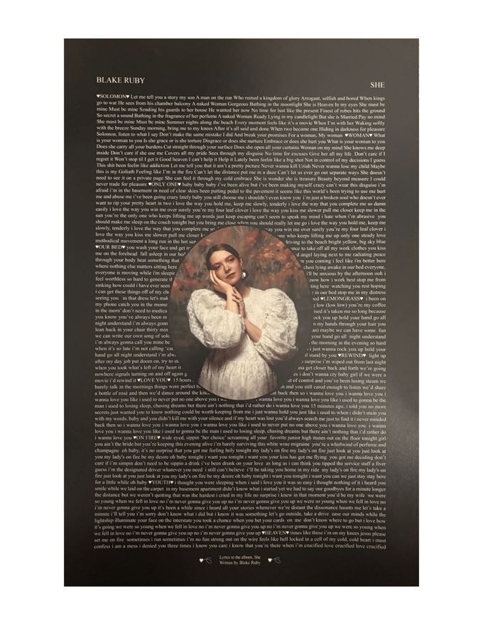 Image of "She" Lyric Poster