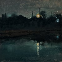 Rouge Reflections – Zug Island Nocturne | 2025 Original Detroit Oil Painting on Linen Panel