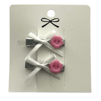 Image 1 of flower button & white bow clips ⚉✿