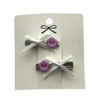 Image 2 of flower button & white bow clips ⚉✿