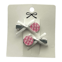 Image 1 of round button clips with white bow ֶָ֢⊹𐙚