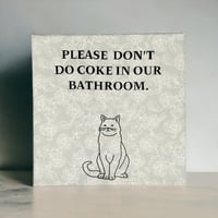 Kind Bathroom Cat Fabric Print: 10x10