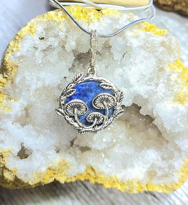 Lapis Lazili & Sterling Silver Mushroom Forest Necklace