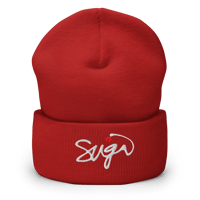 Image 5 of MBSuga Cuffed Beanies White Script