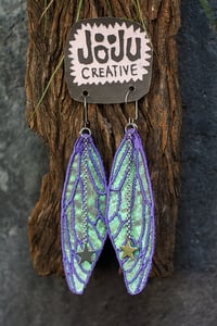 Image 1 of Purple Iridescent Cicada Wing Earrings