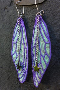 Image 4 of Purple Iridescent Cicada Wing Earrings
