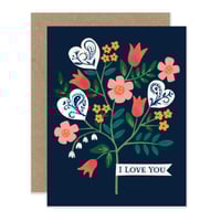 Navy I Love You Bouquet Notecard