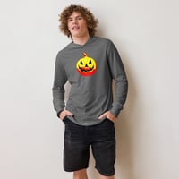 Image 3 of Long Sleeve Hoodie Tee (Adult M/F) - Jack O Lantern Vintage Red-Yellow