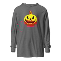 Image 4 of Long Sleeve Hoodie Tee (Adult M/F) - Jack O Lantern Vintage Red-Yellow