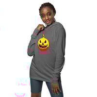 Image 1 of Long Sleeve Hoodie Tee (Adult M/F) - Jack O Lantern Vintage Red-Yellow