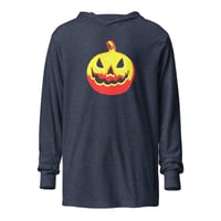 Image 8 of Long Sleeve Hoodie Tee (Adult M/F) - Jack O Lantern Vintage Red-Yellow