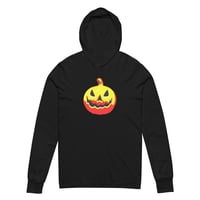 Image 12 of Long Sleeve Hoodie Tee (Adult M/F) - Jack O Lantern Vintage Red-Yellow