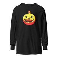Image 13 of Long Sleeve Hoodie Tee (Adult M/F) - Jack O Lantern Vintage Red-Yellow