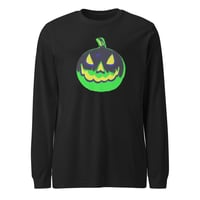 Image 16 of Long Sleeve Tee (Adult M/F) - Jack O Lantern Vintage Green-Black