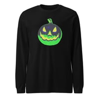 Image 8 of Long Sleeve Tee (Adult M/F) - Jack O Lantern Vintage Green-Black