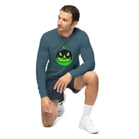 Image 4 of Long Sleeve Tee (Adult M/F) - Jack O Lantern Vintage Green-Black