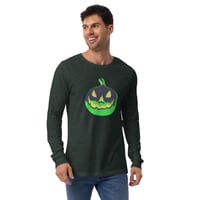 Image 2 of Long Sleeve Tee (Adult M/F) - Jack O Lantern Vintage Green-Black