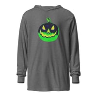 Image 6 of Long Sleeve Hoodie Tee (Adult M/F) - Vintage Jack O Lantern Green-BLK