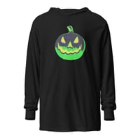 Image 11 of Long Sleeve Hoodie Tee (Adult M/F) - Vintage Jack O Lantern Green-BLK