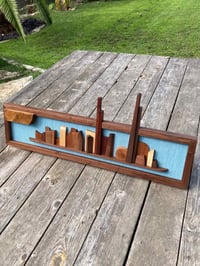 Image 1 of Framed Midcentury-Style Cityscape Sculpture