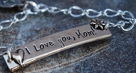 Image of "I Love you Mom" Pewter Bracelet