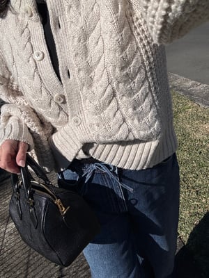 Image of Dissh Tom Chalk Cable Knit Cardigan. Size S